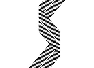 Poster - Striped pattern of black broken parallel lines on a white background. Background in retro style for advertising, covers, packaging, web design. Strict Design element. Vertical ribbon