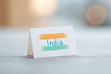 Poster - handwritten note saying india placed beside hand-drawn flag