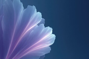 Poster - minimalist radial fractal bloom in electric purple emerging from lower left corner on dark blue background