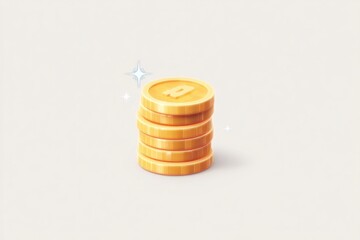 Poster - pixel-art golden coin stack with sparkle animation frame and thick outline