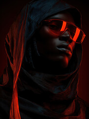 Wall Mural - Hyperreal Futuristic Fashion Silhouette – Minimal Menswear on Deep Blue Canvas

