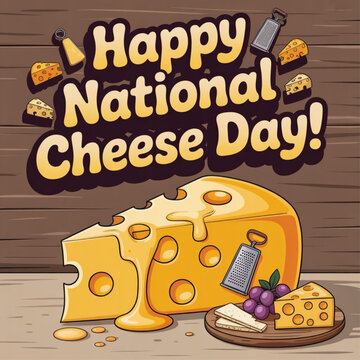 National Cheese Day  june 4th text with Cheese Slice Illustration vector illustration on background
