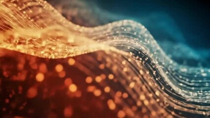 Poster - Abstract wavy lines with glowing particles background