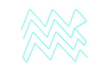 Aufkleber - Aquarius zodiac symbol illuminating with electric blue neon, radiating dynamic celestial energy against translucent backdrop