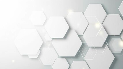 Poster - Abstract white hexagons with a subtle grid background