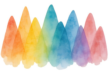 Leinwandbilder - Watercolor mountains featuring gradient rainbow hues fading across transparent artistic background