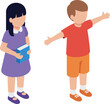© DesignVectX - Children standing together with book and open arms in casual clothing simple vector design