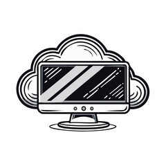 Leinwandbilder - Illustration of Cloud Computing Concept with Monitor Screen on White