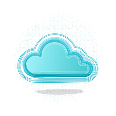 Poster - Stylized Blue Cloud Computing Concept Digital Data Storage Network