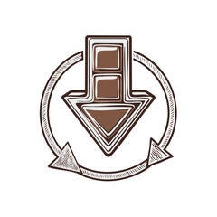 Poster - Hand-drawn Arrow Recycle Symbol: Continuous Loop with Directional Pointing, Circular Flow and Repetition