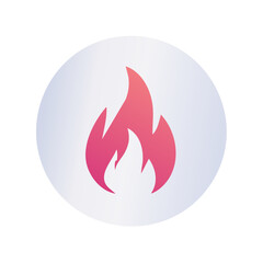 Poster - Glowing Fire Icon inside Circle Shape with Gradient on White Background Flames Ignite Heat Burning