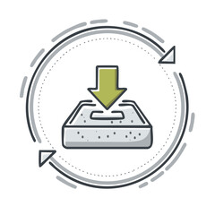 Poster - Download icon with arrow and tray in circular motion for data transmission and updates