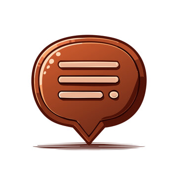Brown Speech Bubble Icon Displaying Text Lines for Message Communication