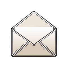 Aufkleber - Hand Drawn Open Envelope with Letter. A beige paper container displaying mail inside, concept of communication and sending messages