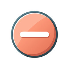 Poster - Peach Circle Minus Symbol Icon With Blue Border Warning Deletion