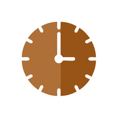 Poster - Brown clock face with white hands shows the time at twelve oh seven hours