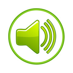 Poster - Green Audio Speaker Symbol with Sound Waves for Volume Illustration