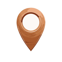 Poster - Brownish Location Pin Icon with Geometric Design Detailing, Navigational and Mapping Symbol