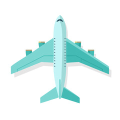 Poster - Aerial View of Teal Airplane: Commercial Jet on Route for Global Travel Concept