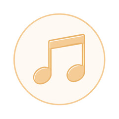 Poster - Aesthetic Musical Note Icon. A single note in a round circle. Calm, peach-colored, minimalist and modern design element.