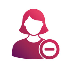 Poster - Remove User Profile Icon Woman with Minus Sign Social Media Deletion Unfollow Concept