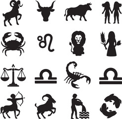 zodiac signs astrology horoscope symbols black and white astrological illustrations celestial design
