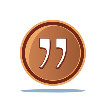 Bronze Coin with Quotation Marks for Text Bubbles or Dialogues