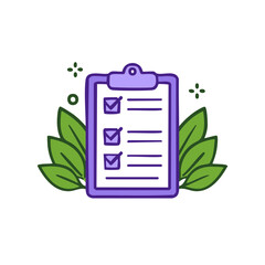 Poster - Doodle Style Checklist on Clipboard with Leaves Illustration for Task Management or Organization