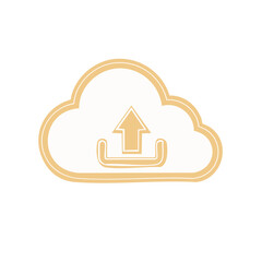 Poster - Hand Drawn Cloud Icon with Upload Arrow, Storage Concepts, File Sharing, Data Transfer and Internet Technologies