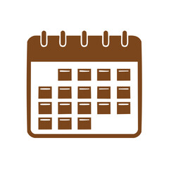Poster - Brown Calendar Icon Isolated Planning and Organization Schedule Graphic Element Reminder Event Appointment