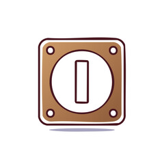 Poster - Cartoonish Game Icon: Brown Square with Rounded Edges and Central 
