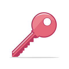 Poster - Simple pink key icon symbol. Security, privacy, access illustration. Key vector design for opening doors, locking systems and protecting information.