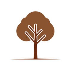 Poster - Brown Tree Icon Illustration, Forest Environment, Deciduous Season, Simple Design