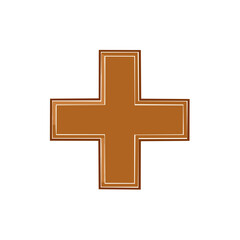 Poster - Brown Plus Sign with Double White Border Centered on White Backdrop for Simple Minimalist Design