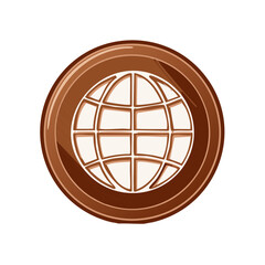 Poster - Global earth icon within brown circular button illustrating worldwide internet connectivity