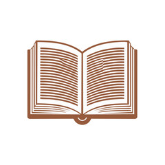 Poster - Stylized Open Book with Pages Depicted in Brown Lines on White Background, Ready for Reading or Studying