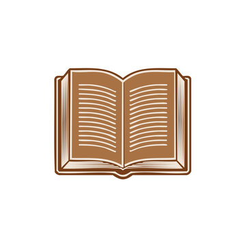 Open book icon with vintage design brown theme for logo learning knowledge, reading, education