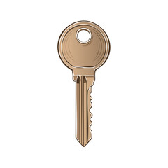 Poster - Cartoonish metal door key, illustration style, isolated, for access, opening, security, and home.