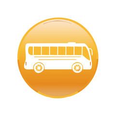 Poster - Bus transport icon, white silhouette on orange glossy button, public transportation symbol