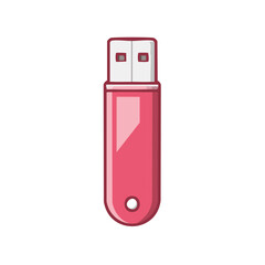 Poster - Pink USB Flash Drive for Data Storage and Transfer Simple Icon Illustration