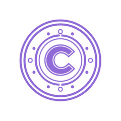 Aufkleber - Letter C Initial inside Decorative Roundel in Light Purple Color, Emblem Symbol