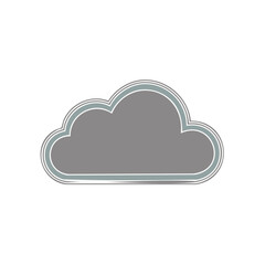 Poster - Stylized Cloud Icon with Line Border Digital Design Cloud Shape Graphic
