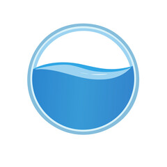 Poster - Blue Water Wave in Circle Frame Graphic, Aqua Liquid Icon, Freshness Element, Vector Design