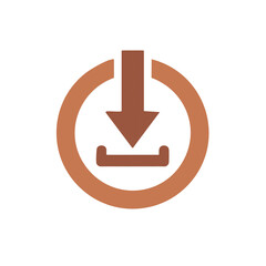 Poster - Iconic download symbol illustration with arrow indicating data transfer in circular frame design.