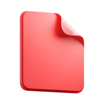 Red file document with curled corner on transparent background