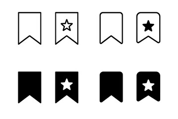 Fototapete - Bookmark icon set. Save symbol collection. Favorite sign for ui and ux design. Web tag label for website. Read marker pictogram. Outline and glyph style with star for content.