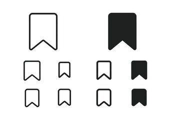Fototapete - Bookmark icon set. Save symbol collection. Favorite sign. Tag, label, and marker for reading. Web ui ux interface element. Outline, glyph, and line style vector design.