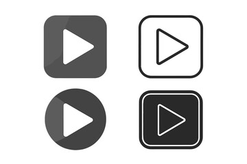 Fototapete - Modern Play Button Icon Set in Multiple Styles, Media Player Symbols, Video Playback UI Elements, Square and Circular Designs, Isolated Vector Illustration