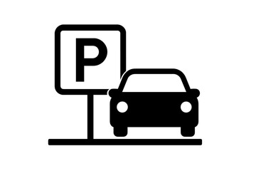 Aufkleber - car parking icon. road sign with p letter and automobile. vehicle park area symbol. traffic or drivi
