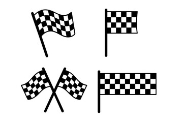 Poster - Checkered flag icon set. Racing flags collection. Finish line symbol. Motorsport competition concept. Car, moto race sign. Waving, crossed flags. Winner, victory goal.